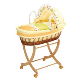 Culla neonato Picci Ginger - Cesta in giunco con piumetto e carrello